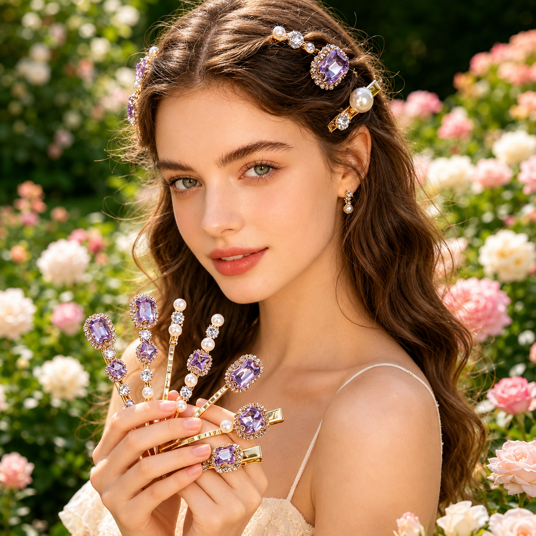 Lavender Pearl Hair Pins