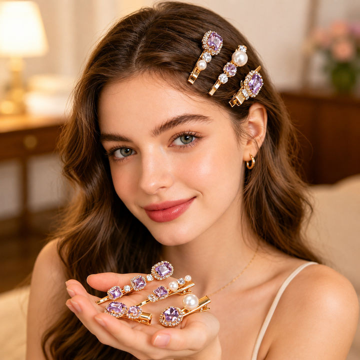Lavender Pearl Hair Pins