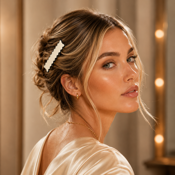 Cream Ripple Hair Clip