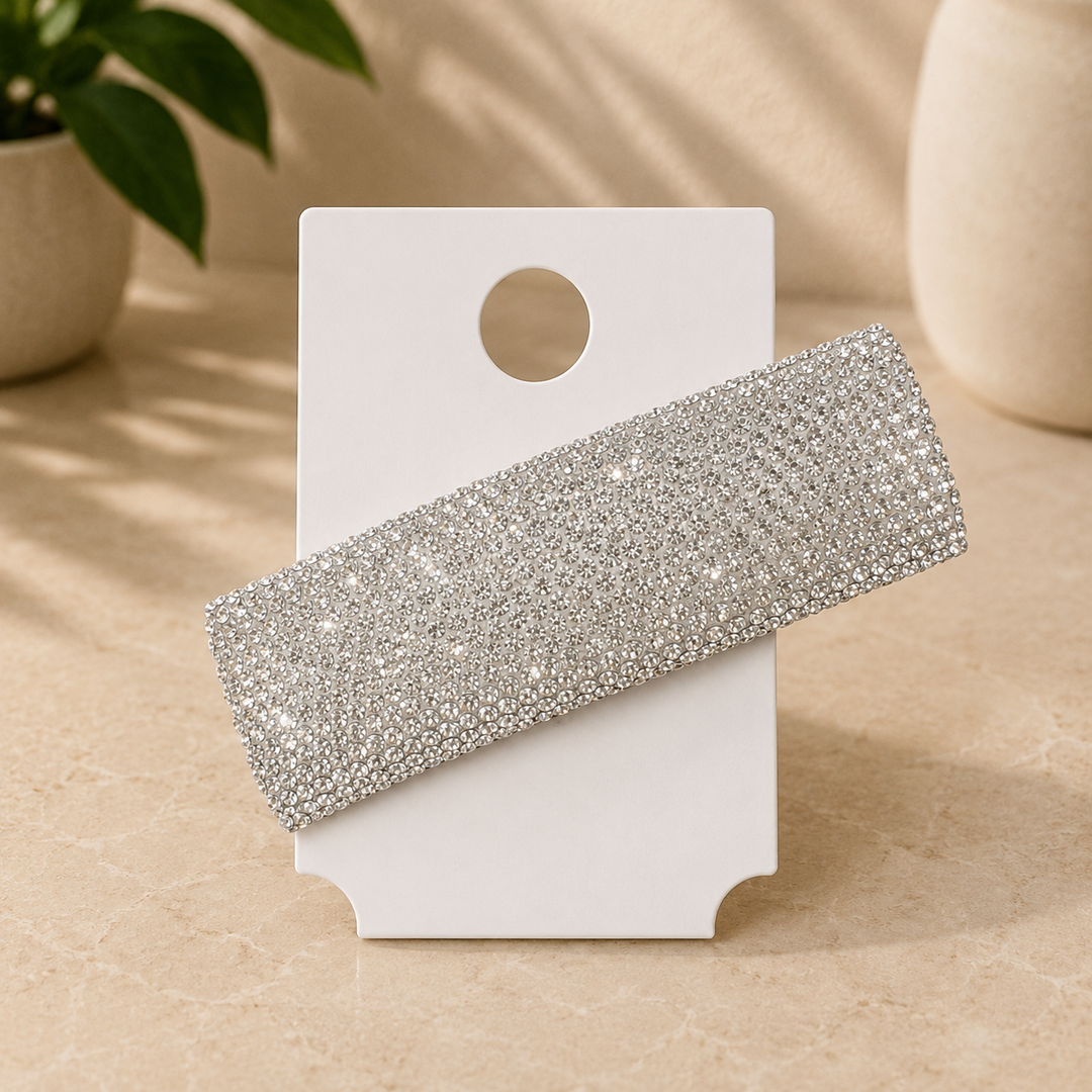 Silver Glam Curve Hair Clip