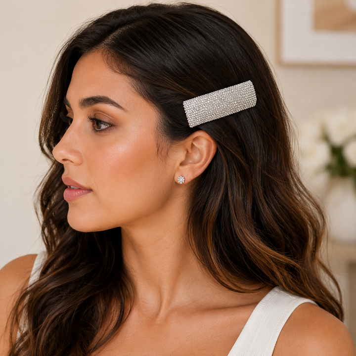 Silver Glam Curve Hair Clip
