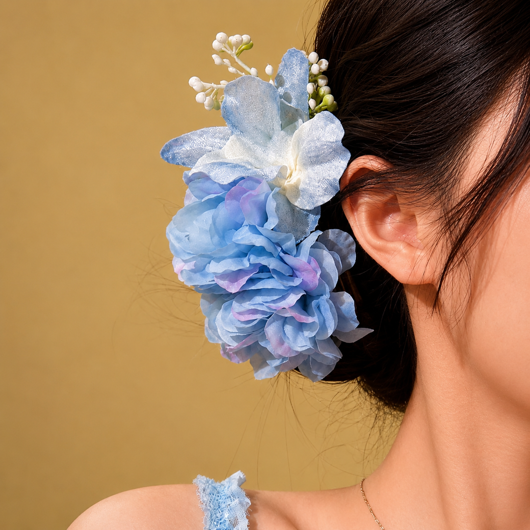 Blue Garden Hair Clip