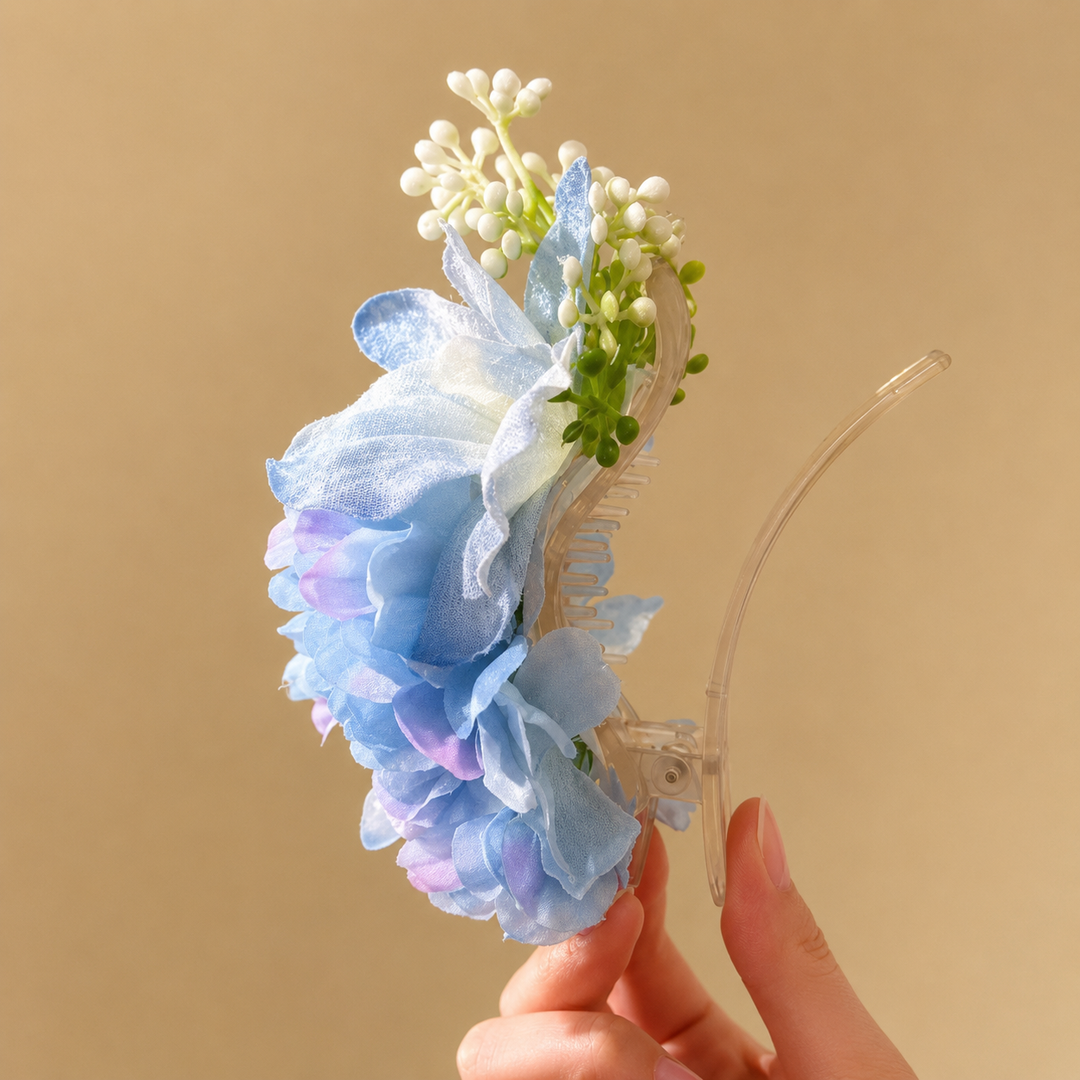 Blue Garden Hair Clip