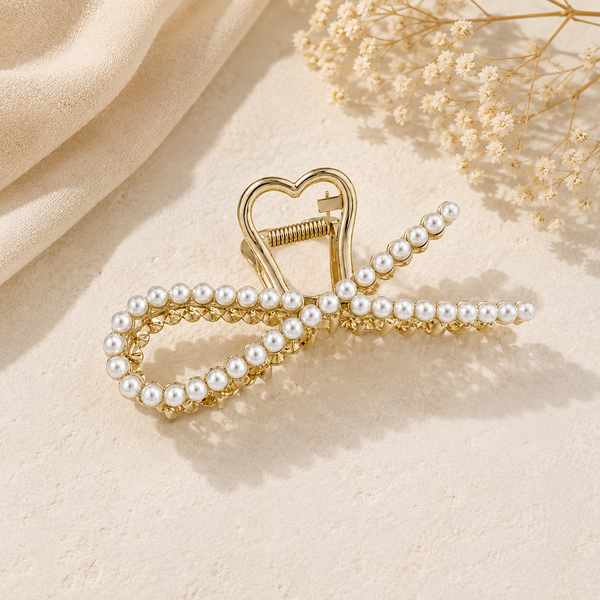Pearl Heart Loop Hair Claw