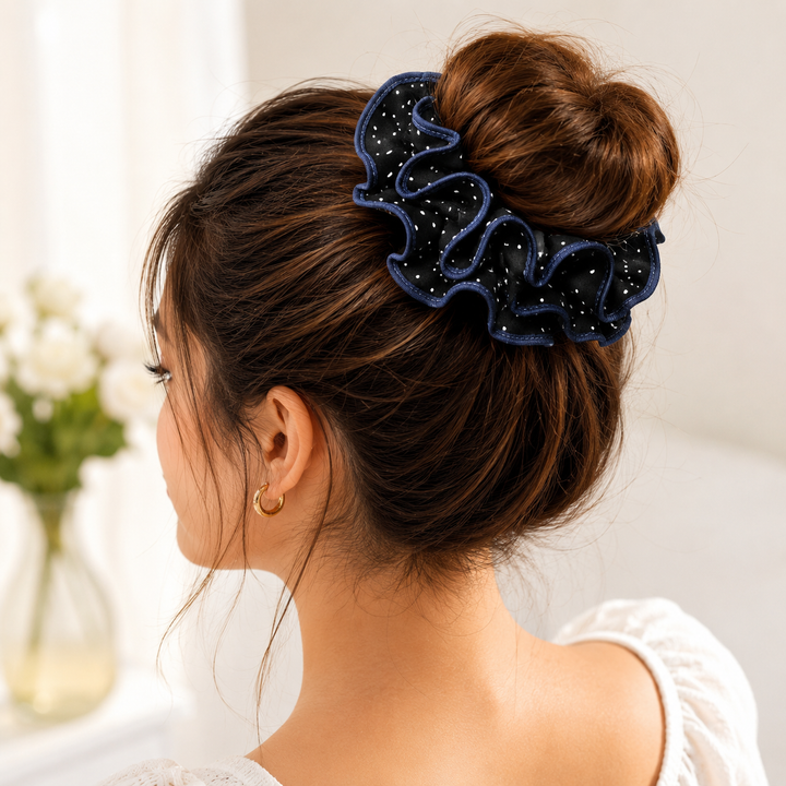 Midnight Dot Scrunchie