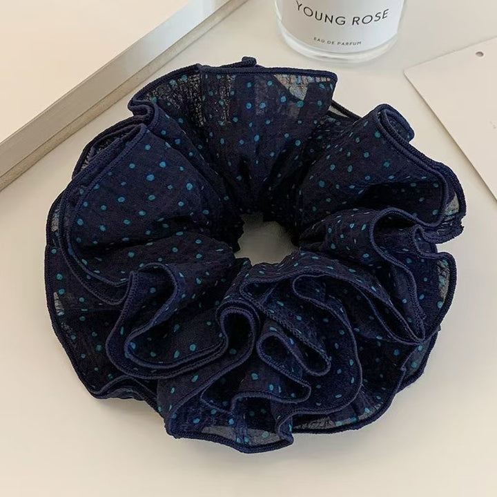 Navy Dot Scrunchie