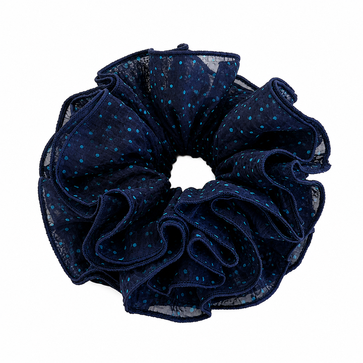 Navy Dot Scrunchie