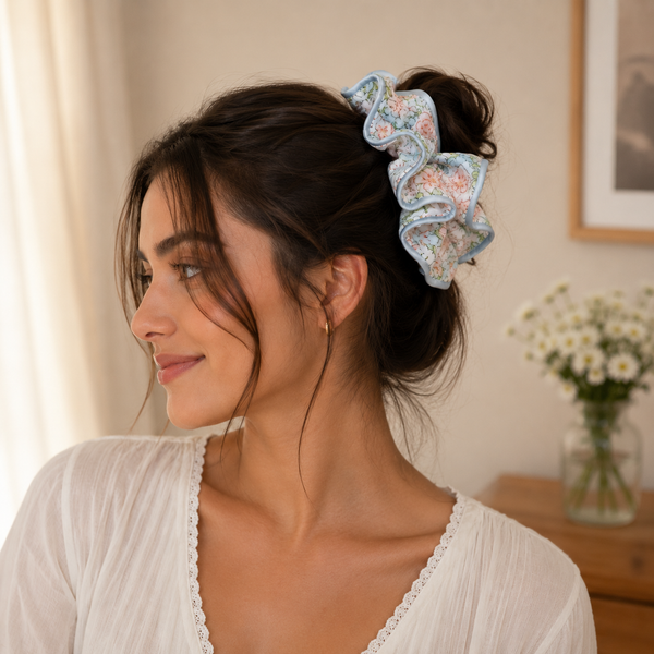 Blue Meadow Scrunchie