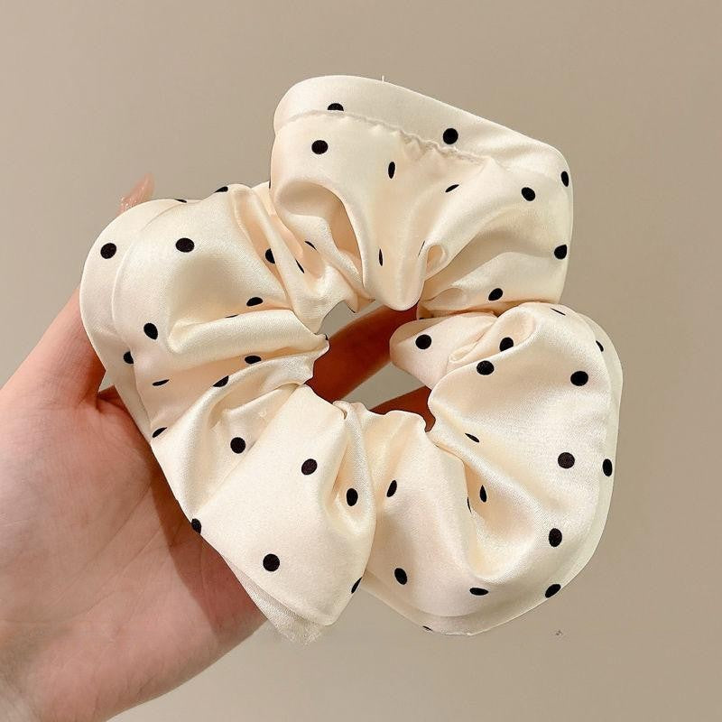 Cream Dot Scrunchie