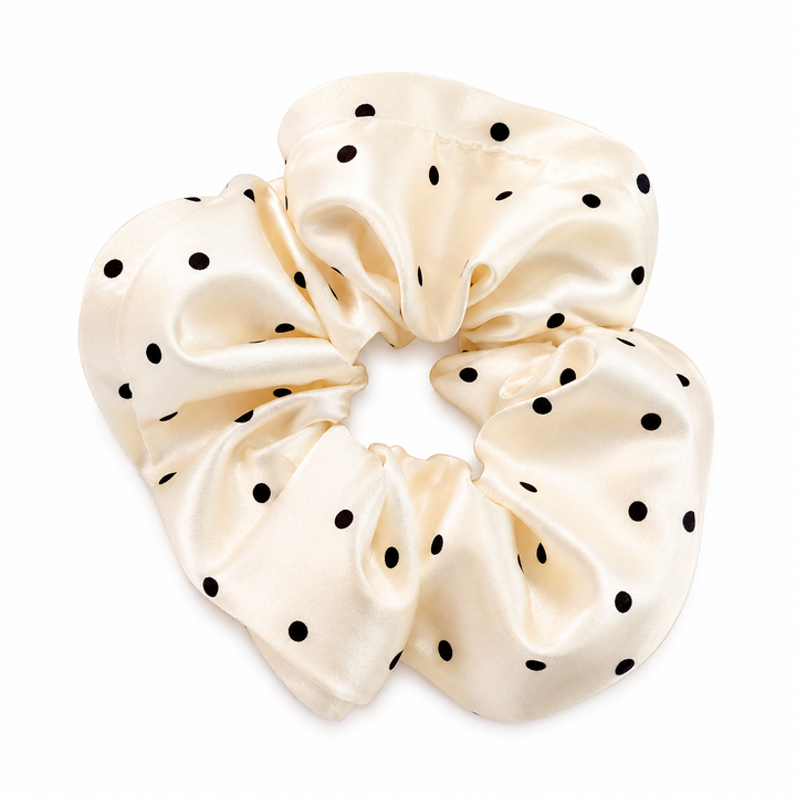 Cream Dot Scrunchie