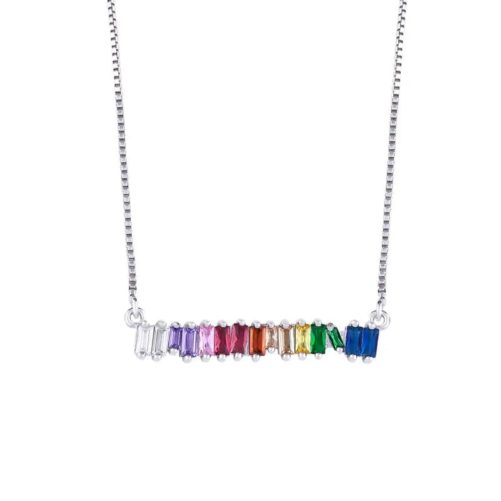 Prismatic GemCascade Necklace - Silver - Salty Accessories