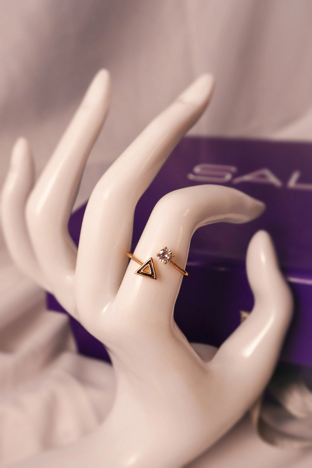 Hallow Tri Diamond Ring - Salty Accessories