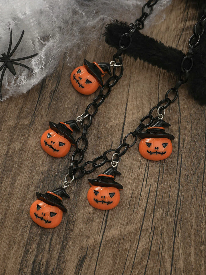 Halloween Pumpkin Black Necklace