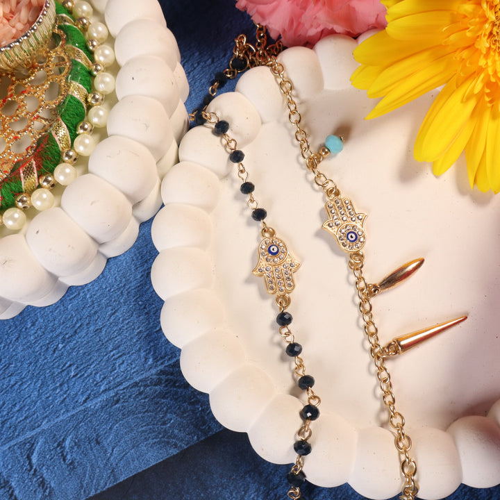 Hamsa Evil Eye Rakhi For Bhaiya And Bhabhi