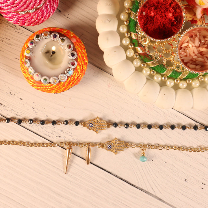 Hamsa Evil Eye Rakhi For Bhaiya And Bhabhi