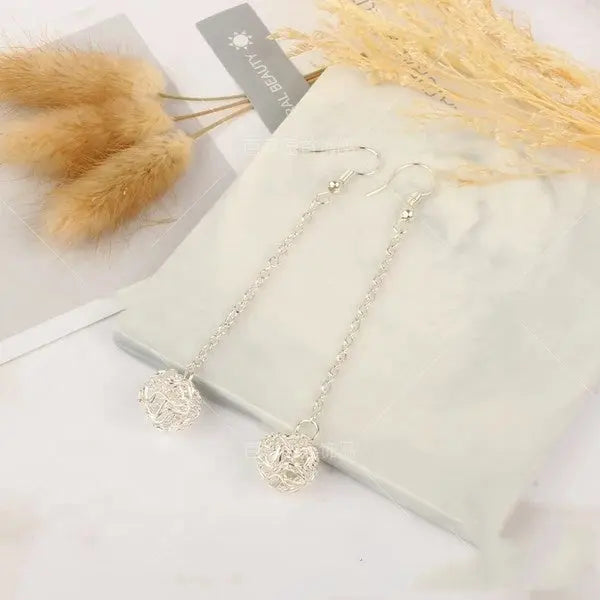 Handmade Long Section Ball Drop Earrings - Salty Accessories