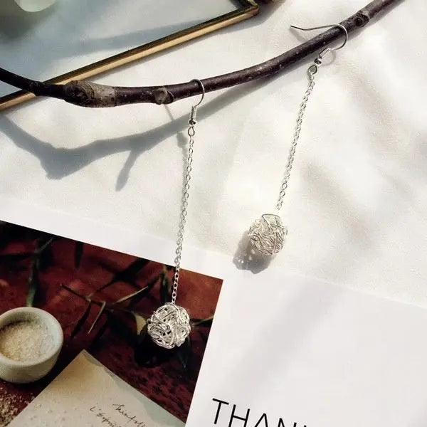 Handmade Long Section Ball Drop Earrings - Salty Accessories