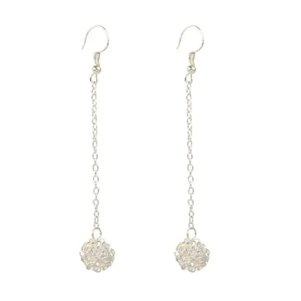 Handmade Long Section Ball Drop Earrings - Salty Accessories