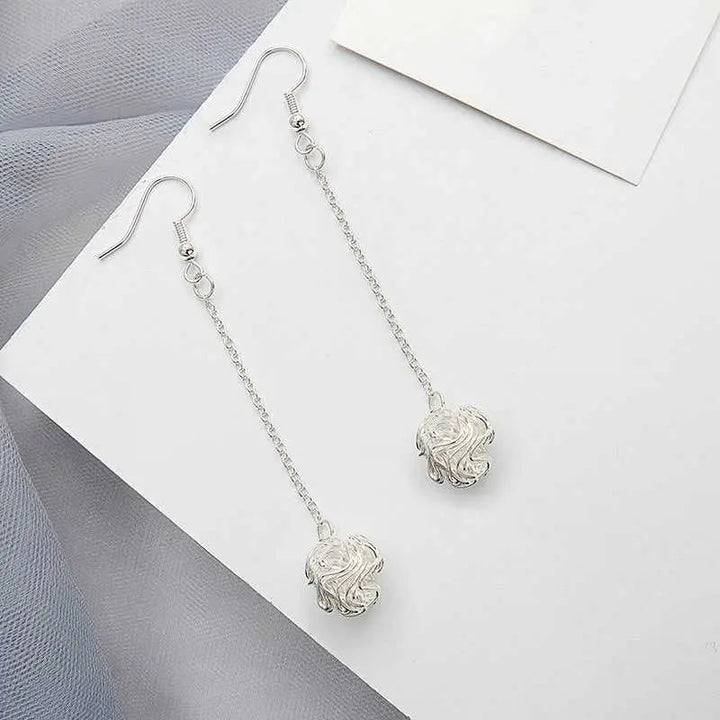 Handmade Long Section Ball Drop Earrings - Salty Accessories
