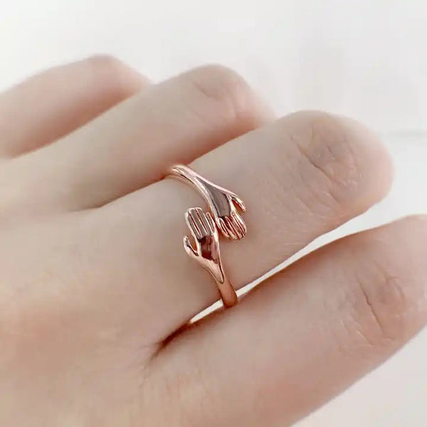 Rose Gold Hug Promise Ring - Adjustable - Anti Tarnish