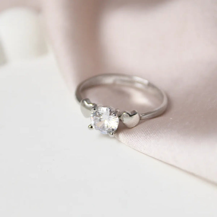 Heartbound Crystal Silver Ring