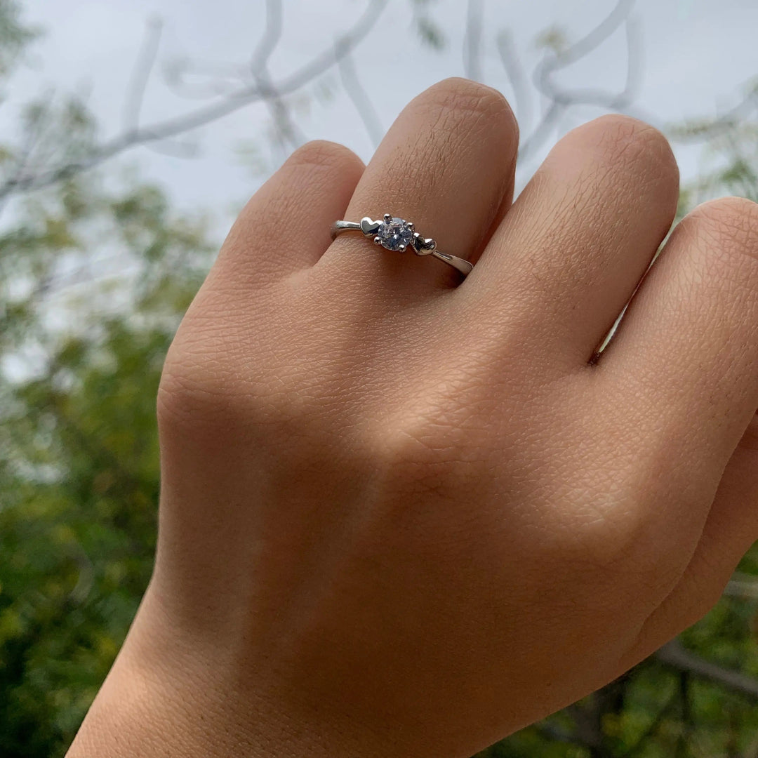 Heartbound Crystal Silver Ring - Salty Accessories