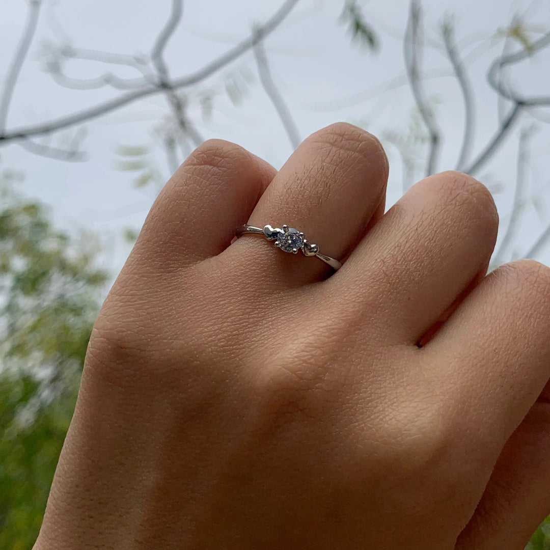 Heartbound Crystal Silver Ring - Salty Accessories