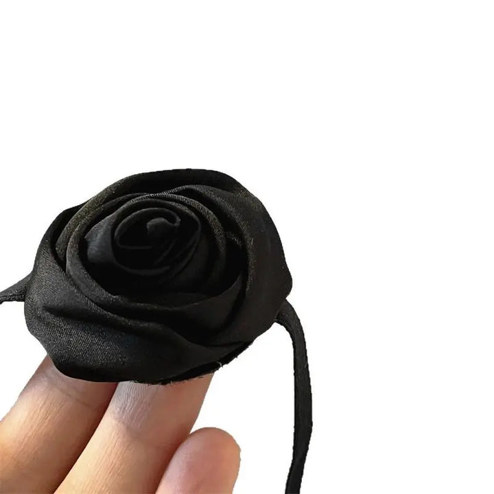 2-in-1 Noir Rosette Hair Tie/Choker