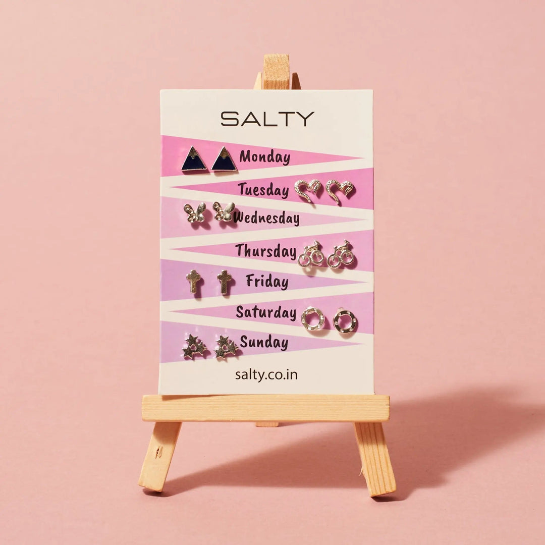 "Hills" Weekly 7 Stud Earrings Set | Salty