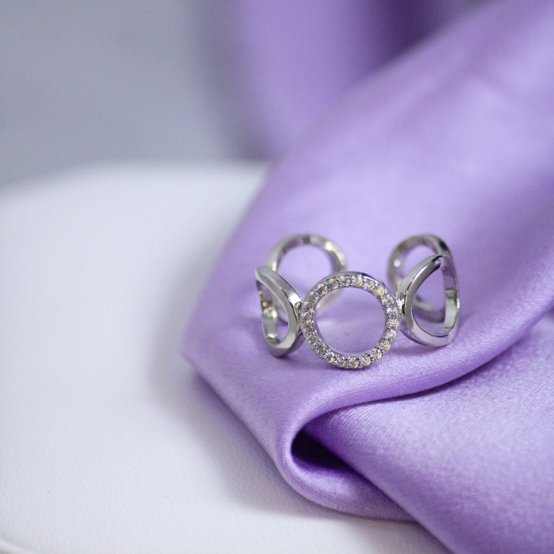 Hollow Circles Silver Band