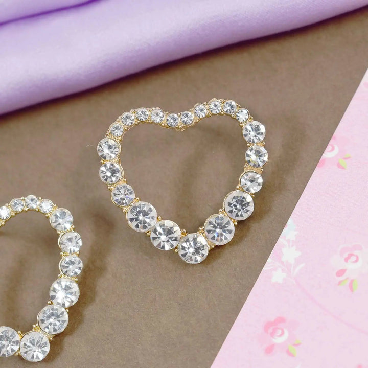 Hollow Crystal Heart Studded Earrings - Salty Accessories