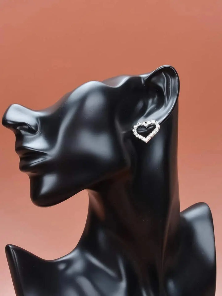 Hollow Crystal Heart Studded Earrings | Salty