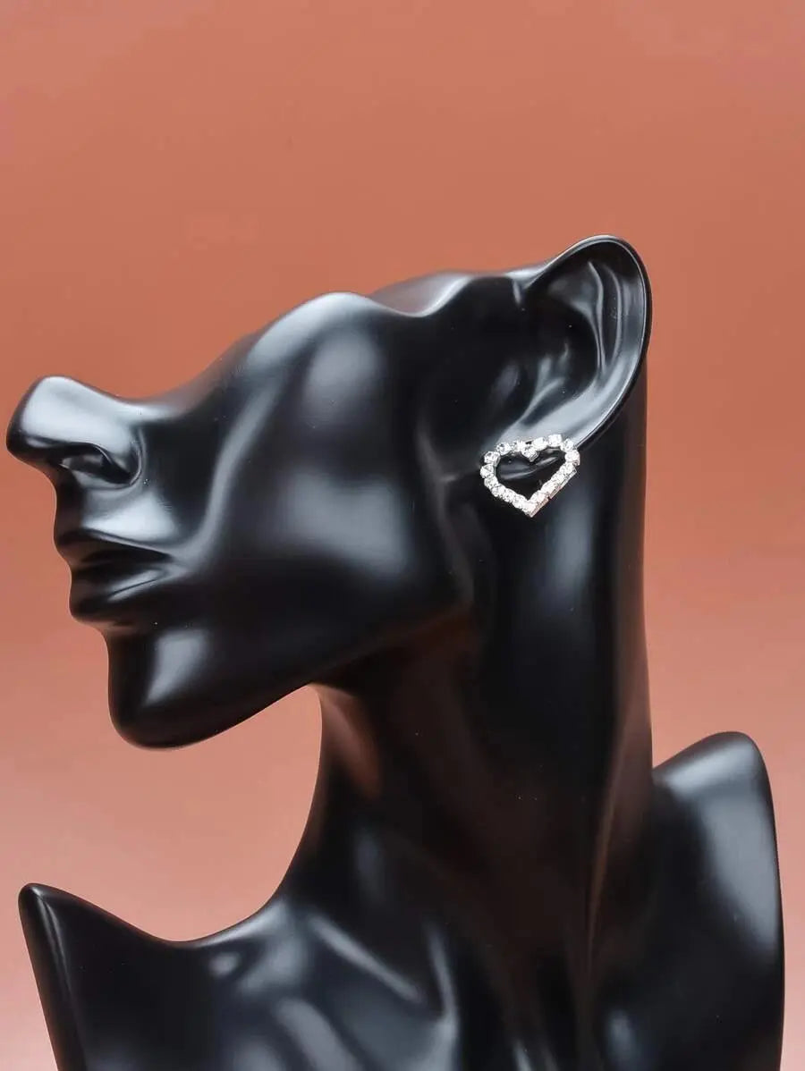 Hollow Crystal Heart Studded Earrings - Salty Accessories