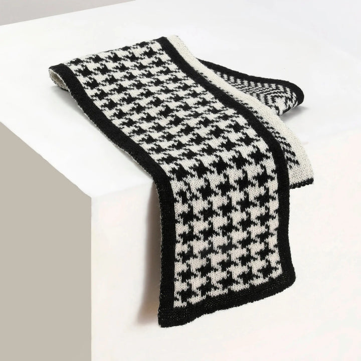 Houndstooth Check Scarf For Men - Black | Salty