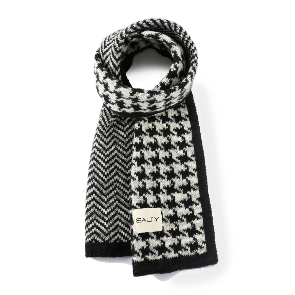Houndstooth Check Scarf For Men - Black | Salty