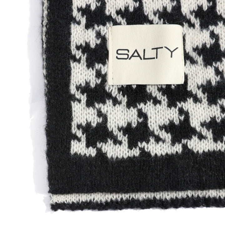 Houndstooth Check Scarf For Men - Black | Salty