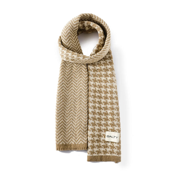Houndstooth Check Scarf - Brown