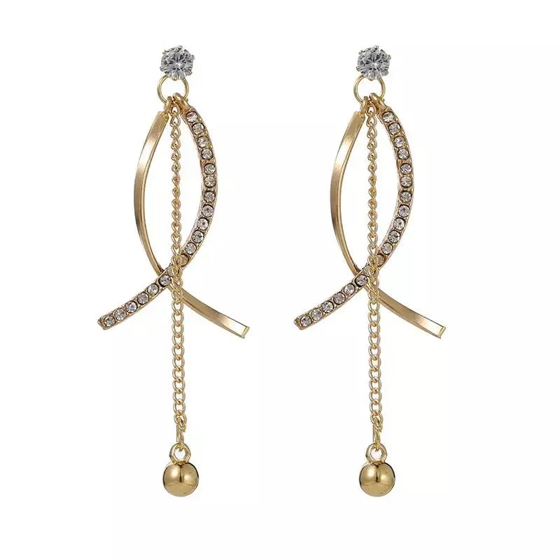 Hyperbolic Arc Geometric Crystal Drop Earrings