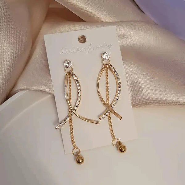 Hyperbolic Arc Geometric Crystal Drop Earrings