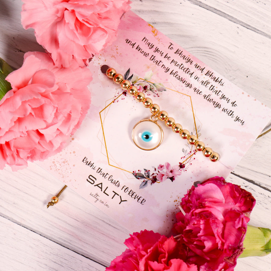 Golden Retro Evil Eye Rakhi Gift Box