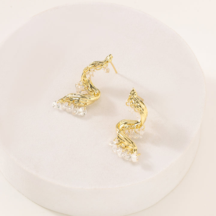 Golden Wavelet Spark Earrings