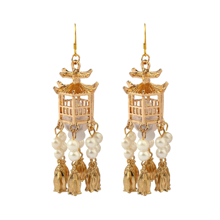 Traditional Lantern Pearl Tassel Earrings - Salty Accessories