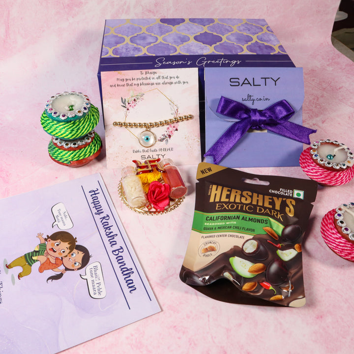 Golden Retro Evil Eye Rakhi Gift Box