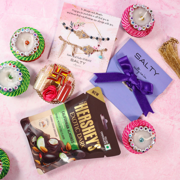 Hamsa Evil Eye Rakhi Gift Box For Bhaiya And Bhabhi
