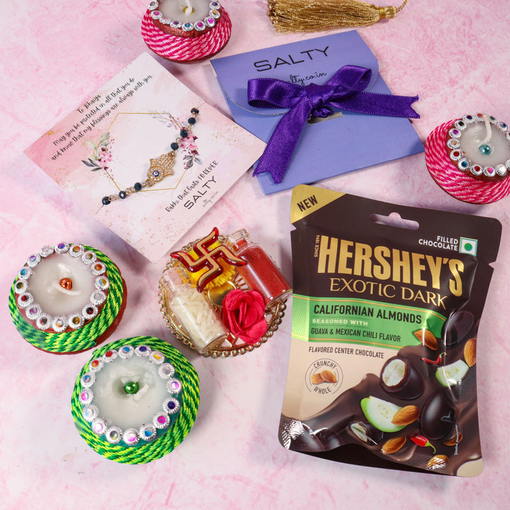 Pure Stones Evil Eye Hamsa Rakhi Gift Box