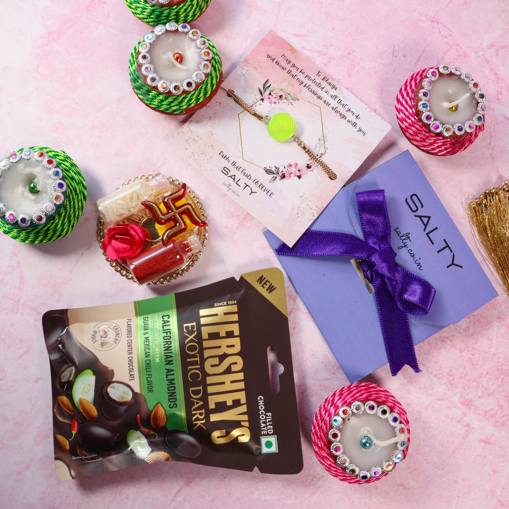 Green Traditional Rakhi Gift Box - Salty Accessories