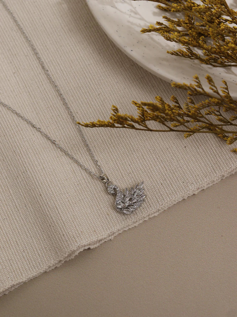 Millenia Dancing Swan Necklace - Silver - Salty Accessories