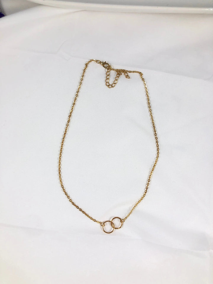 Infinity Double Circle Charm Necklace - Gold - Salty Accessories