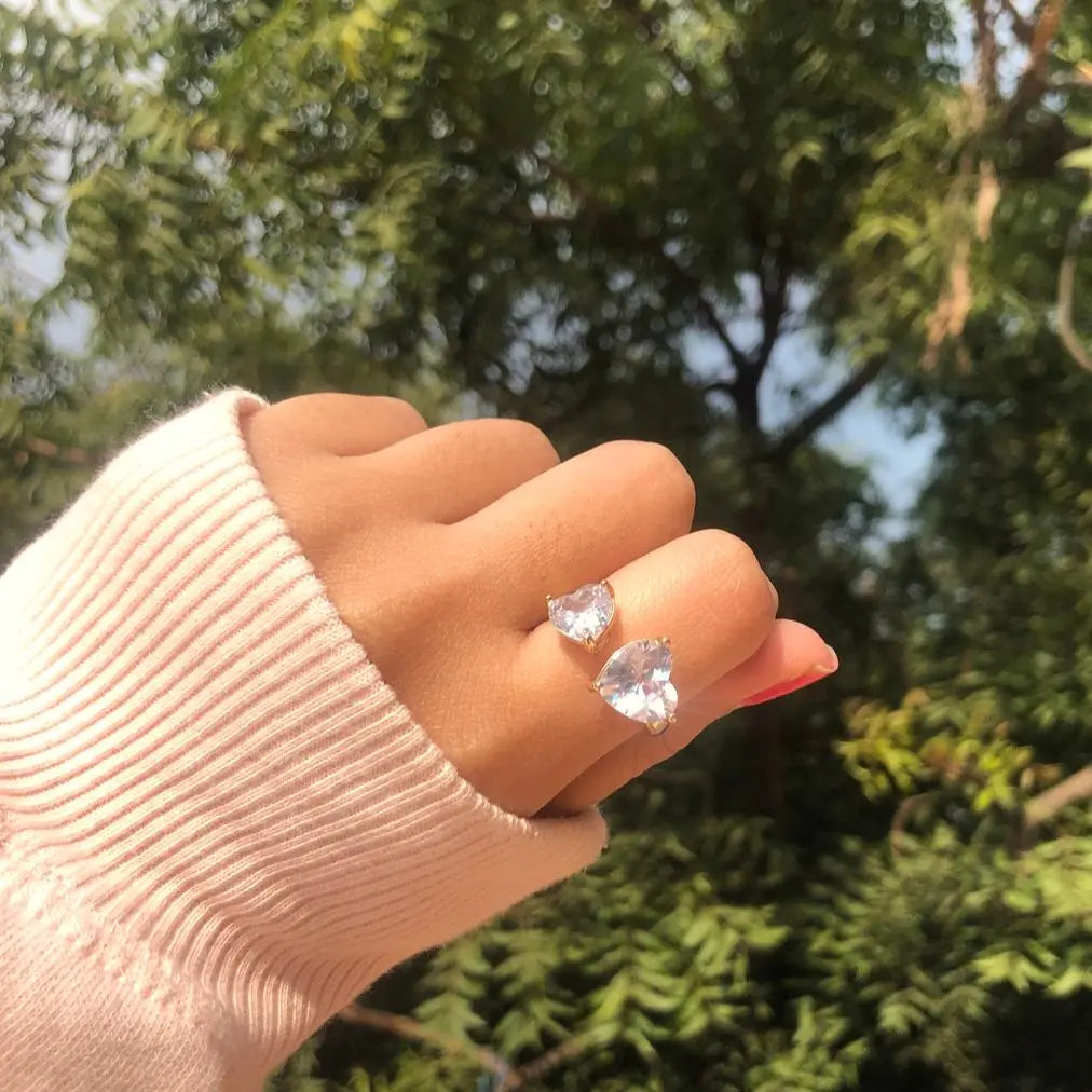 Double Heart Kylie Love Ring - Gold - Salty Accessories