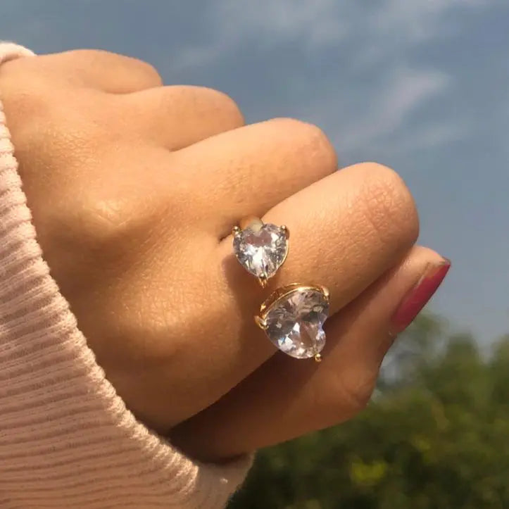 Double Heart Kylie Love Ring - Gold - Salty Accessories